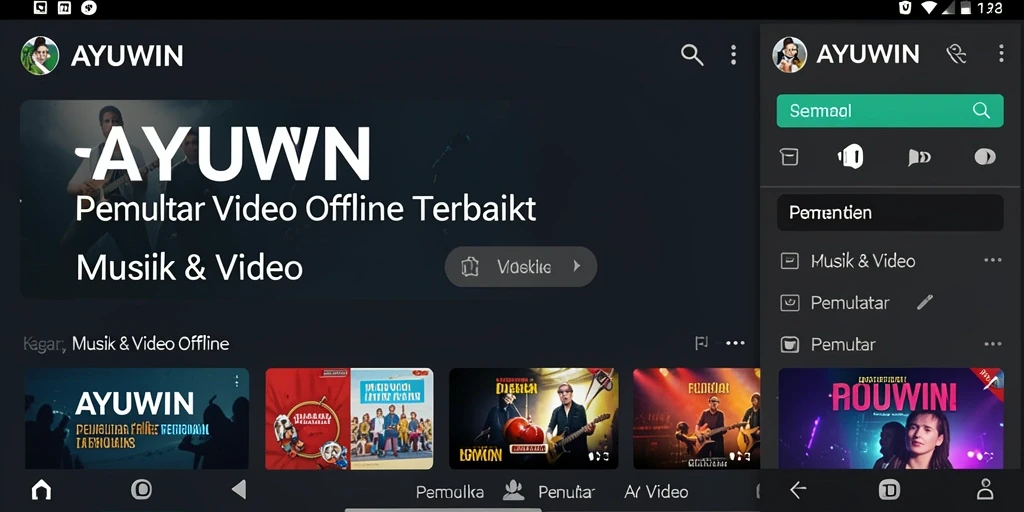 Antarmuka AYUWIN yang sederhana dan fungsional untuk pemutaran video.