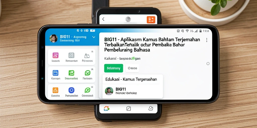 Tampilan antarmuka aplikasi Kamus Terjemahan BIG11 yang intuitif.