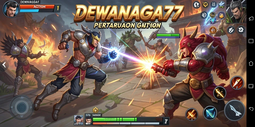 Antarmuka DEWANAGA77 dengan pertarungan yang mendebarkan dan grafis menawan.