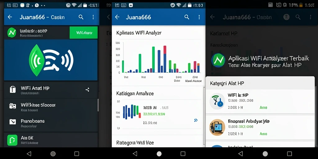 Screenshot utama JUARA666 menampilkan antarmuka WiFi Analyzer yang informatif.