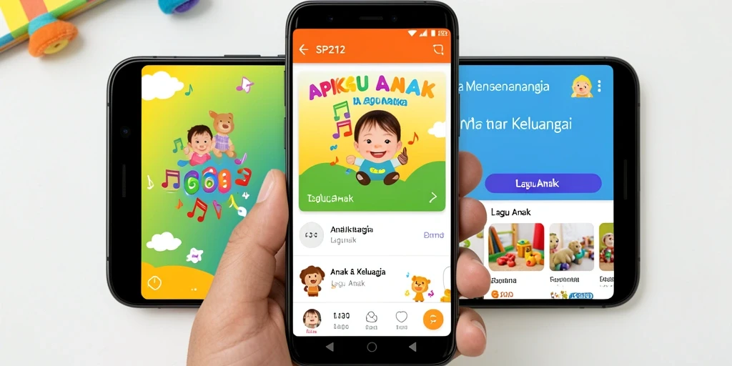 Tampilan antarmuka SP212 dengan koleksi lagu anak yang menarik.