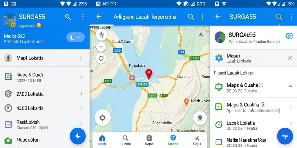 Antarmuka aplikasi SURGA55 yang user-friendly untuk lacak lokasi.
