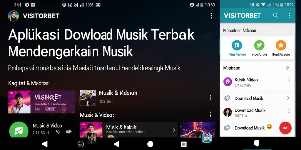 Antarmuka aplikasi VISITORBET untuk kemudahan Download Musik.